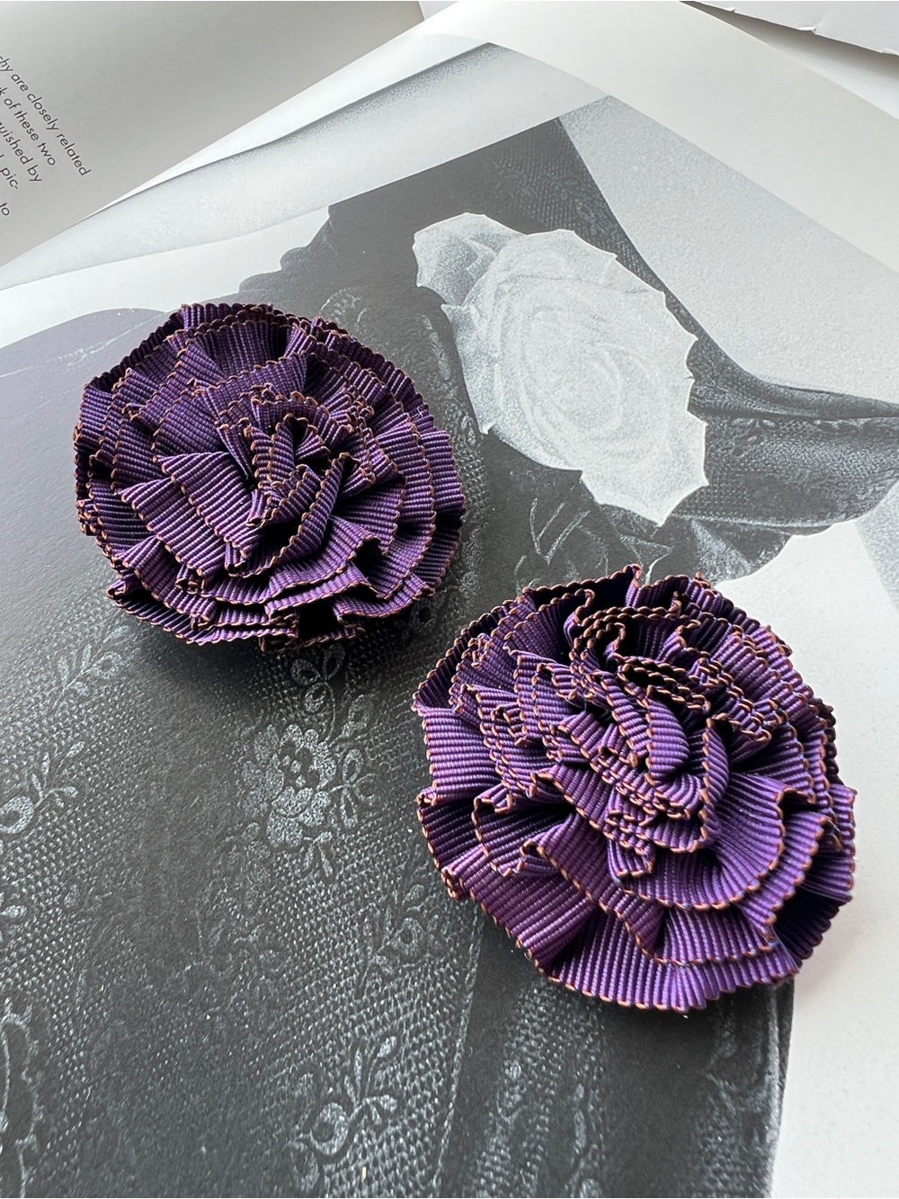 1980’s Purple Fabric Flower Shoe Clips